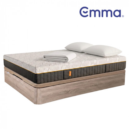 Colchón Emma Elite y Canapé Abatible de Madera con Almohadas Viscoelásticas y Cubre Colchón