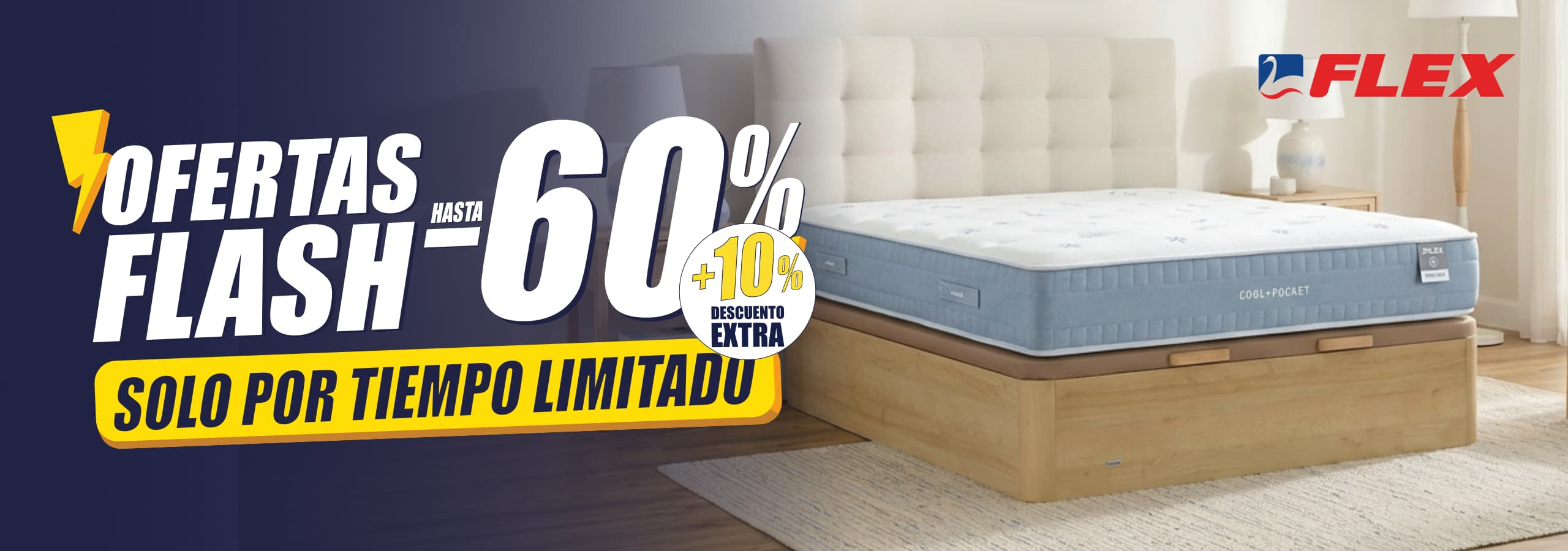 Oferta flash en colchones flex con descuento extra